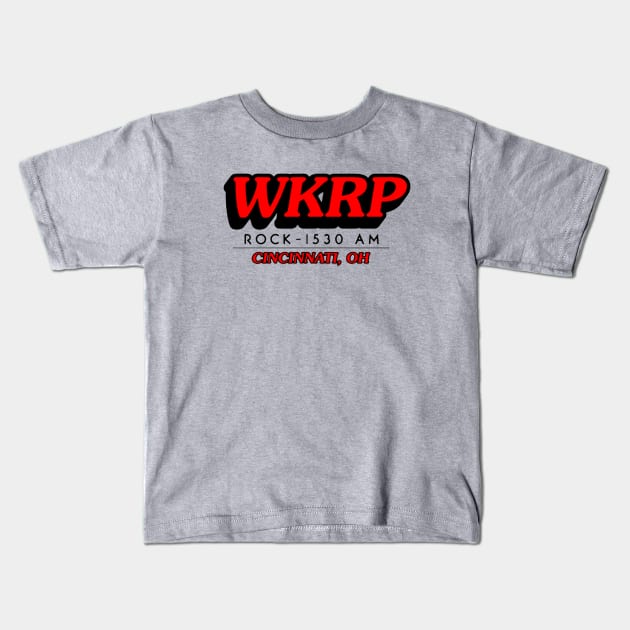 WKRP in Cincinnati 1530 AM Kids T-Shirt by Aries Black